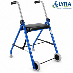 OrtoPrime Rollator Pieghevole a 2 Ruote con Seduta – Blu